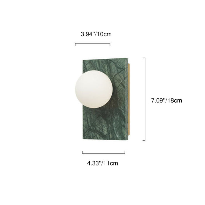Moderne luxuriöse Wandleuchte mit Glaskugel und quadratischem Marmorsockel, 1-flammig, für den Flur 