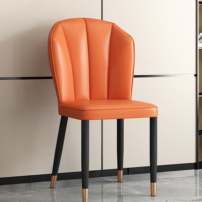 Chaise de salle à manger avec dossier en cuir moderne de luxe en acier au carbone et éponge, coque carrée pour salle à manger 