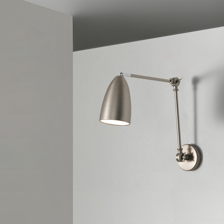 Contemporary Industrial Retractable Swivel Rocker Arm Iron 1-Light Wall Sconce Lamp For Bedroom