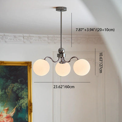 Contemporary Scandinavian Round Ball Iron Glass 3/5/8 Light Chandelier For Living Room