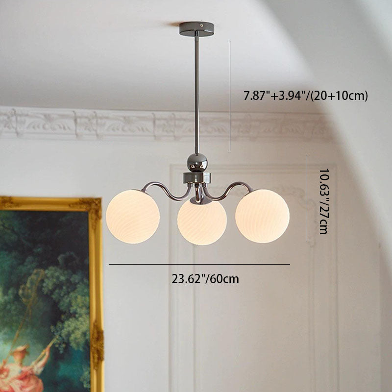 Contemporary Scandinavian Round Ball Iron Glass 3/5/8 Light Chandelier For Living Room