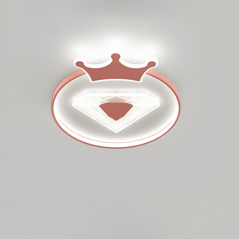Moderne Art Deco Crown Diamant Runde Acryl Eisen LED Unterputz Deckenleuchte Für Schlafzimmer 