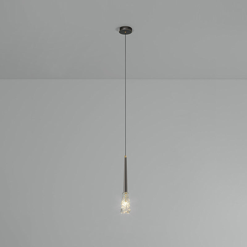 Lustre Contemporain de Luxe en Cuivre Complet avec Abat-jour en Verre Ondulé à Eau 1 Lumière pour Salon 