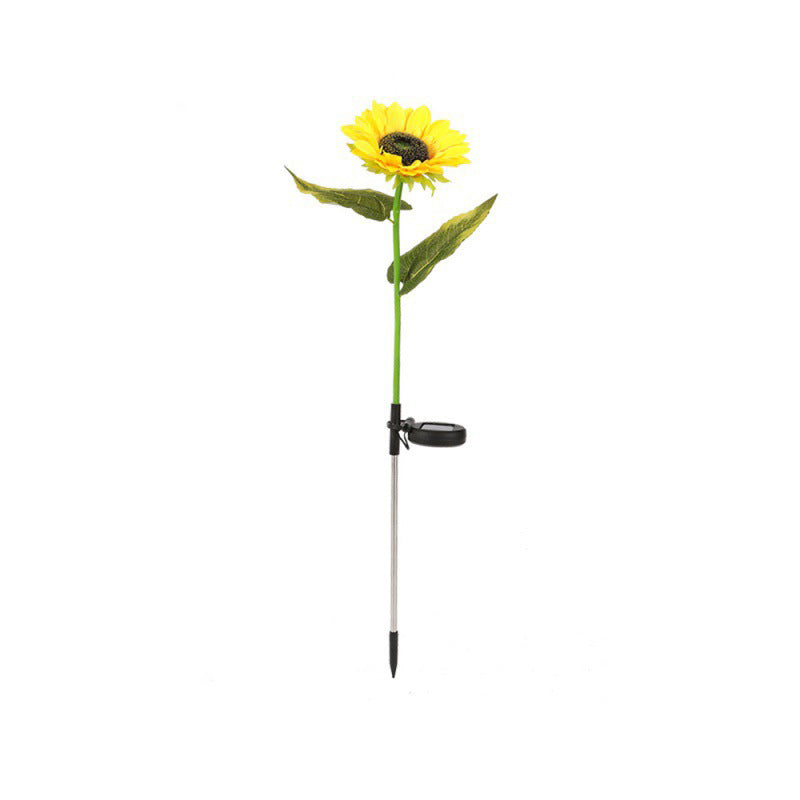 Lumière de jardin extérieure pour pelouse avec prise de terre à LED en acier inoxydable ABS sérigraphie tournesol créative contemporaine 
