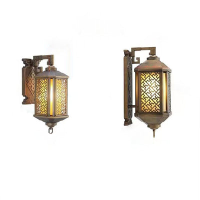 Traditional Chinese Brushed Aluminum House Pagoda 1-Light Wall Sconce Lamp For Outdoor Patio