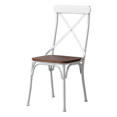 Ensemble de chaises et table de salle à manger en cuir industriel contemporain, bois, fer, avec dossier en forme de X pour salle à manger 