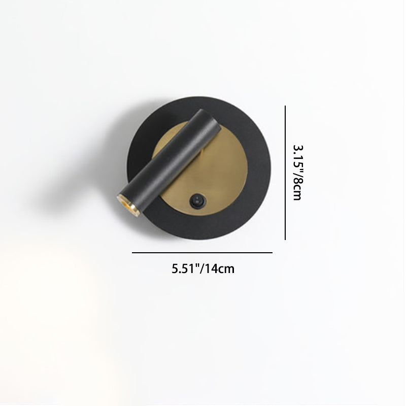 Lámpara Aplique de Pared LED de Metal Cilíndrico Cuadrado Redondo Giratorio Minimalista Moderna para Dormitorio 
