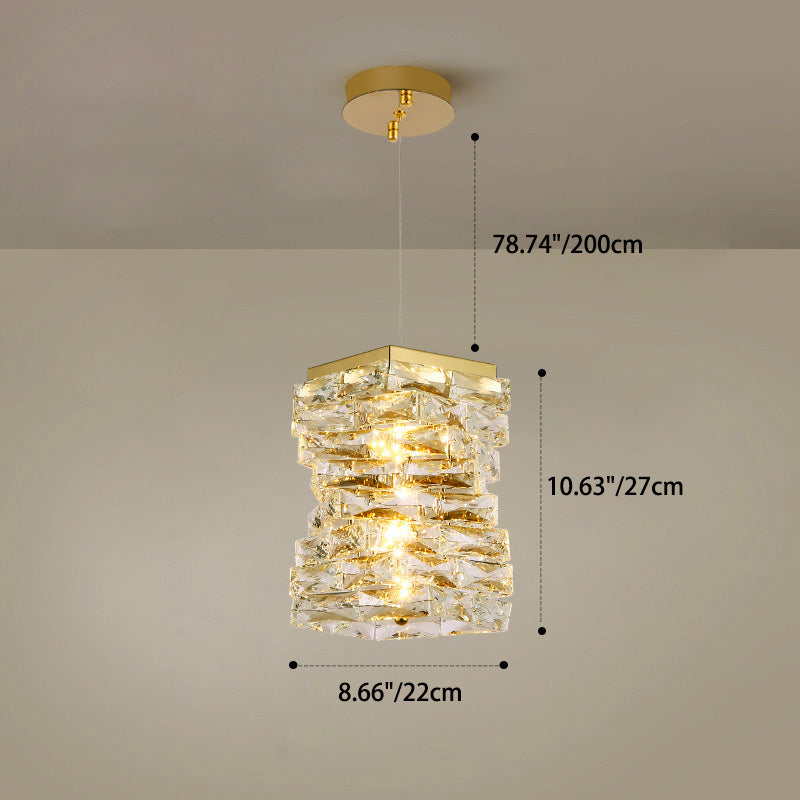 Moderne Luxus Edelstahl Kristall Unregelmäßige Spalte LED Pendelleuchte Für Wohnzimmer 