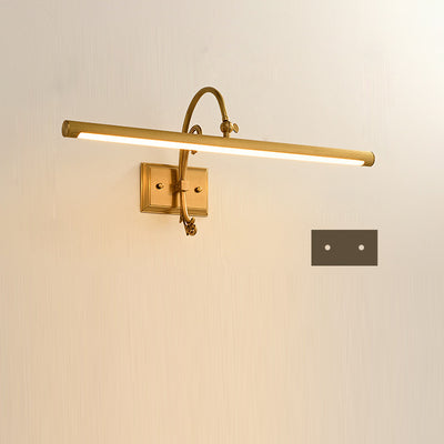 Moderne Mid-Century Linear All Copper LED Wandleuchte Lampe für Schlafzimmer 