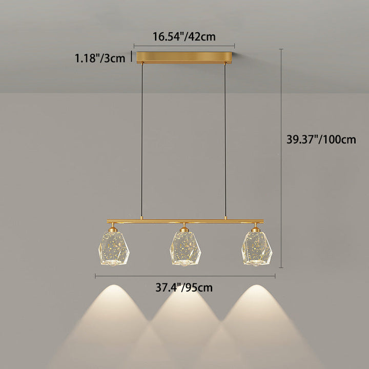 Moderne Luxus unregelmäßige Stein Kupfer Harz LED Insel Licht Kronleuchter für Esszimmer 