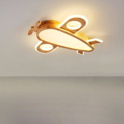 مصباح سقف للأطفال عصري بإضاءة LED من الأكريليك على شكل طائرة نحلة كرتونية بتصميم خشبي إبداعي لغرفة المعيشة 