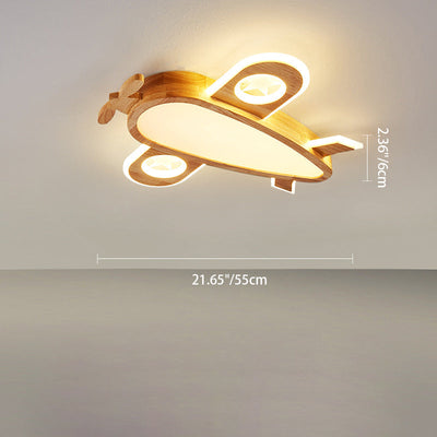مصباح سقف للأطفال عصري بإضاءة LED من الأكريليك على شكل طائرة نحلة كرتونية بتصميم خشبي إبداعي لغرفة المعيشة 