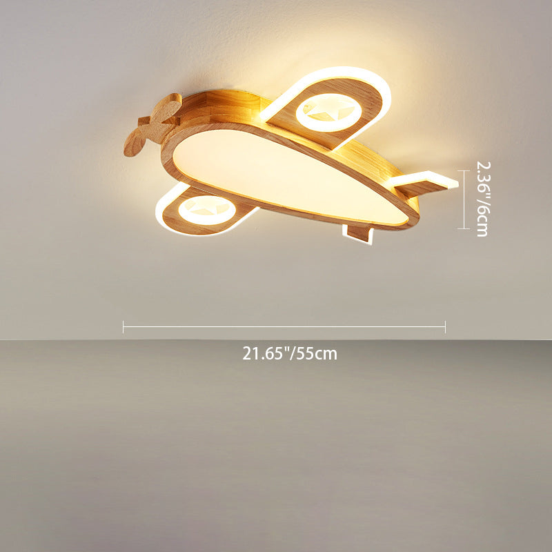 مصباح سقف للأطفال عصري بإضاءة LED من الأكريليك على شكل طائرة نحلة كرتونية بتصميم خشبي إبداعي لغرفة المعيشة 