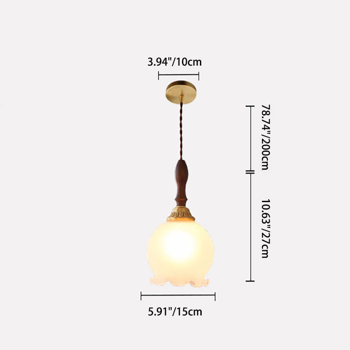 Traditional Vintage Pod Glass Wood Copper 1/2/3 Light Chandelier For Dining Room