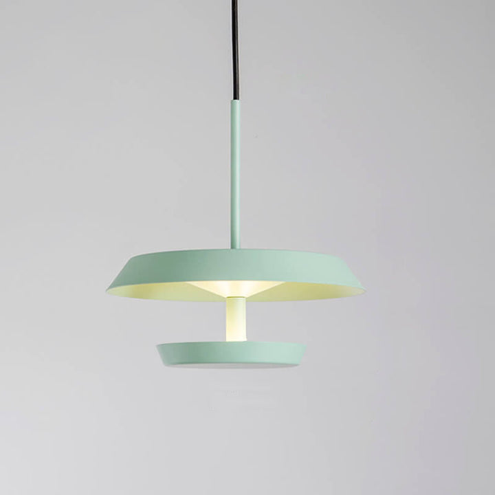 Moderne minimalistische runde fliegende Untertasse aus Aluminium und Acryl LED-Pendelleuchte für das Wohnzimmer 