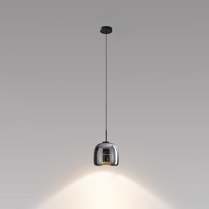 Contemporary Scandinavian Aluminum Glass Cylinder Shade LED Pendant Light For Bedroom