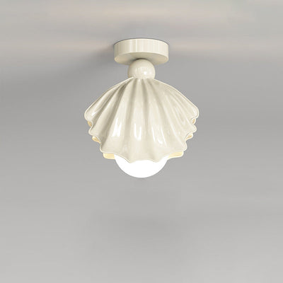 Zeitgenössische kreative Shell Eisen Harz Acryl LED Semi-Flush Mount Deckenleuchte für Wohnzimmer