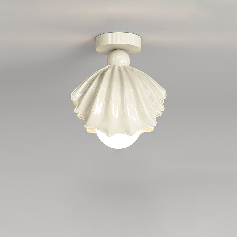 Zeitgenössische kreative Shell Eisen Harz Acryl LED Semi-Flush Mount Deckenleuchte für Wohnzimmer