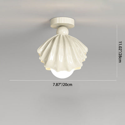 Zeitgenössische kreative Shell Eisen Harz Acryl LED Semi-Flush Mount Deckenleuchte für Wohnzimmer