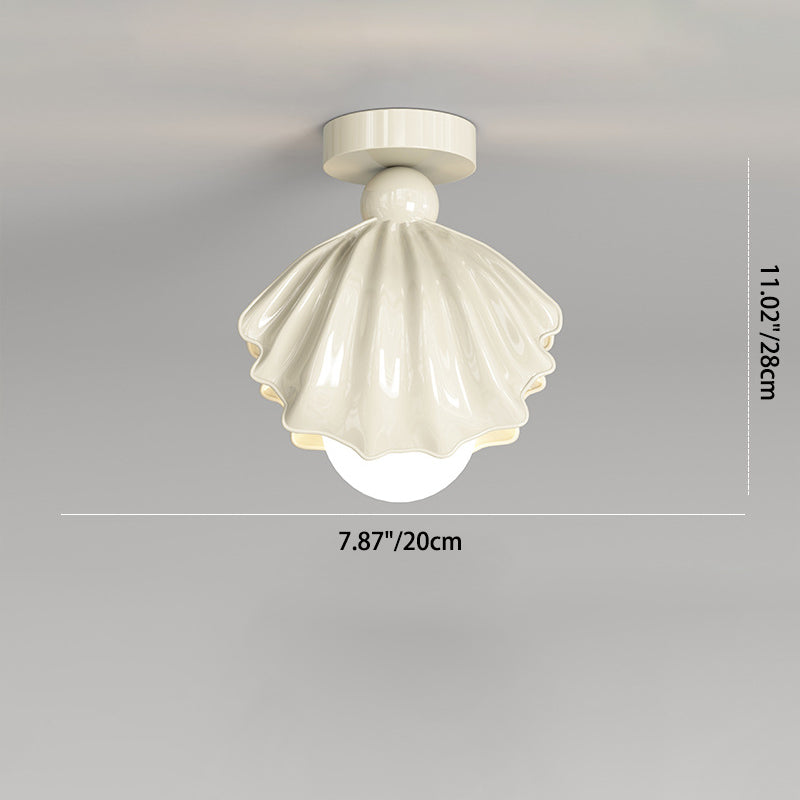 Zeitgenössische kreative Shell Eisen Harz Acryl LED Semi-Flush Mount Deckenleuchte für Wohnzimmer