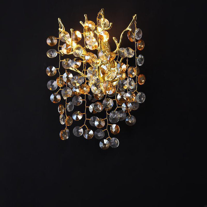 Applique murale moderne en aluminium de luxe avec cristal et perles à 2/3 lumières pour salon 