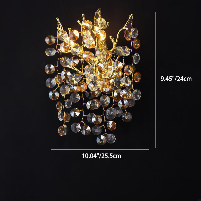 Applique murale moderne en aluminium de luxe avec cristal et perles à 2/3 lumières pour salon 