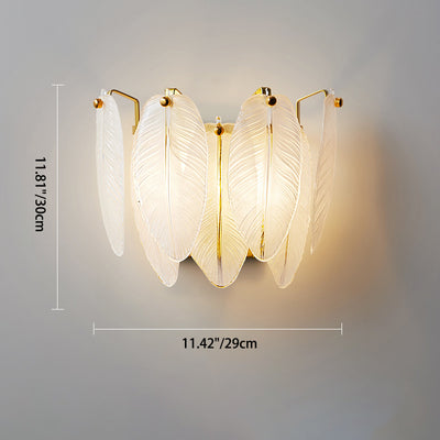 Lámpara Aplique de Pared de 1 Luz de Hierro y Vidrio con Pluma Creativa Contemporánea para Dormitorio 