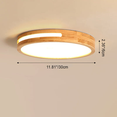 Moderne unbedeutende runde hölzerne Acryl-LED-Unterputz-Deckenleuchte für Schlafzimmer 