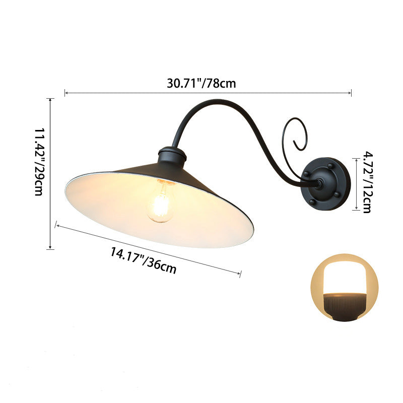 Zeitgenössische Retro wasserdichte Eisen Runde 1-Licht Wandleuchte Lampe für Garten 