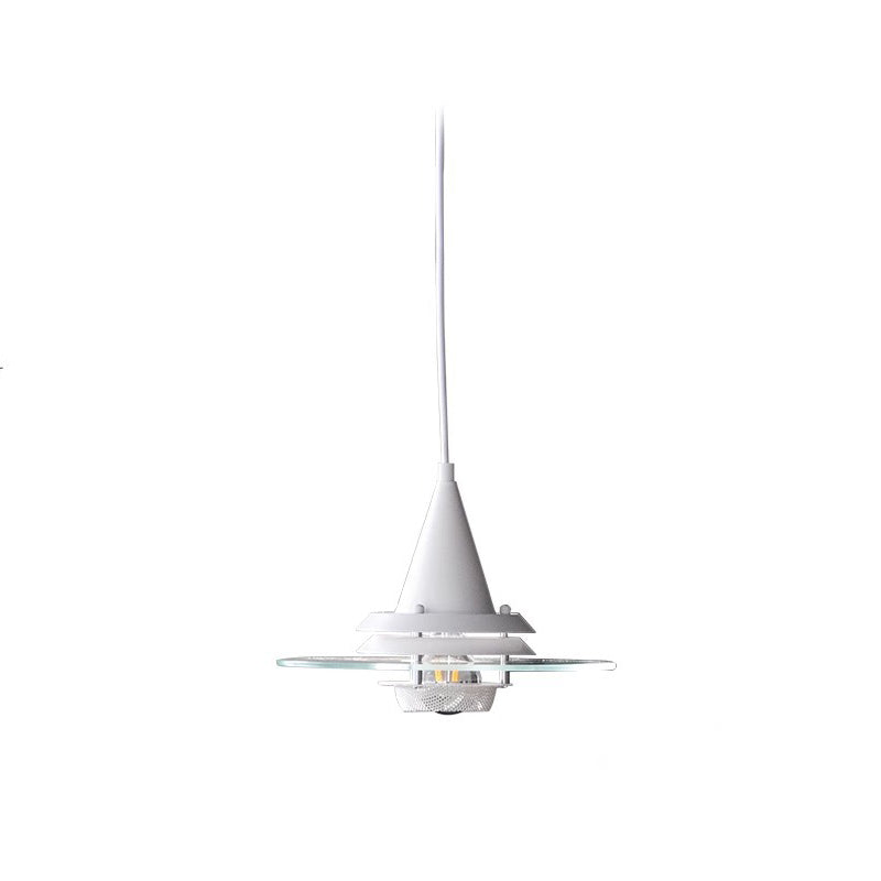 Zeitgenössische nordische runde fliegende Untertasse Kegel Hardware Glas 1-Licht Pendelleuchte für Wohnzimmer 