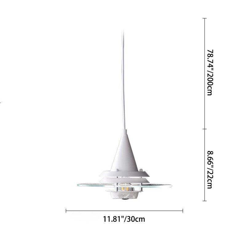 Zeitgenössische nordische runde fliegende Untertasse Kegel Hardware Glas 1-Licht Pendelleuchte für Wohnzimmer 
