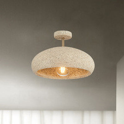Moderne minimalistische ovale Gips-Eisen 1-Licht Semi-Flush-Montage Deckenleuchte 