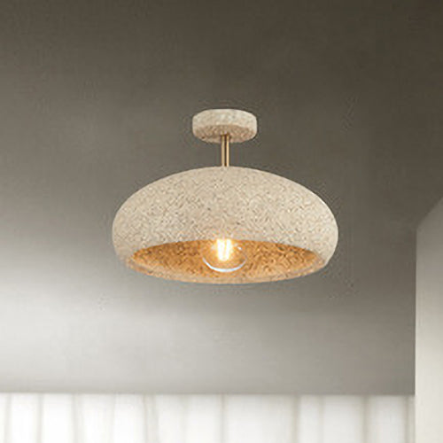 Moderne minimalistische ovale Gips-Eisen 1-Licht Semi-Flush-Montage Deckenleuchte 