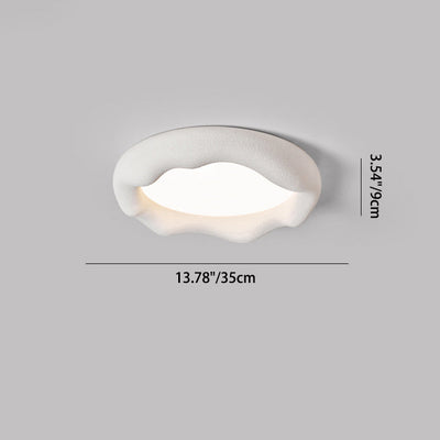 Plafonnier LED Rond en Fer et Fibre de Verre Minimaliste Moderne Crème pour Salon 
