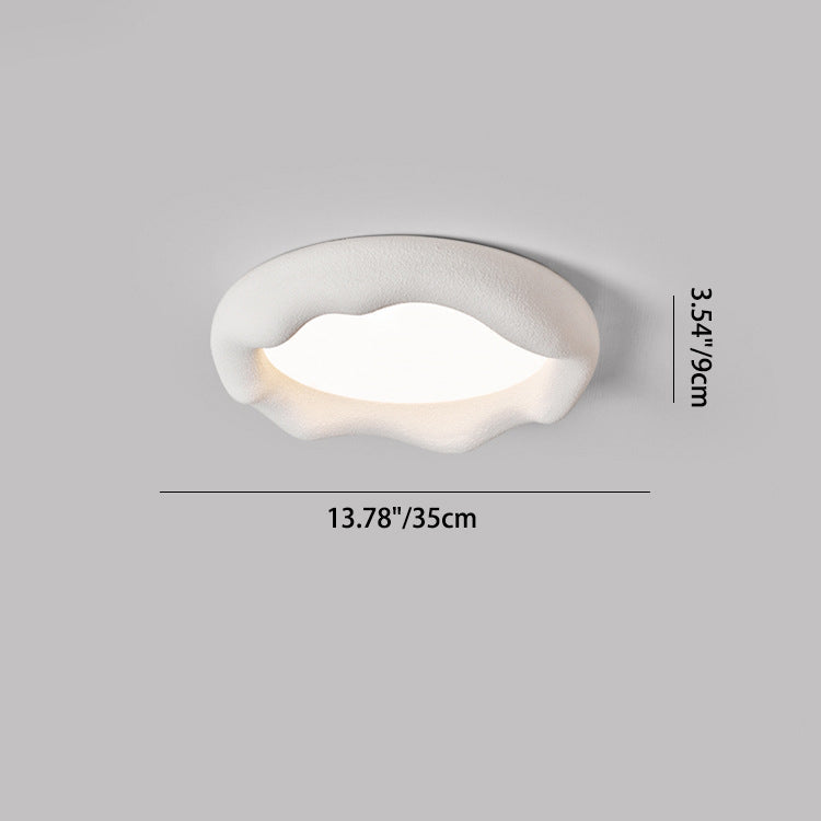 Plafonnier LED Rond en Fer et Fibre de Verre Minimaliste Moderne Crème pour Salon 