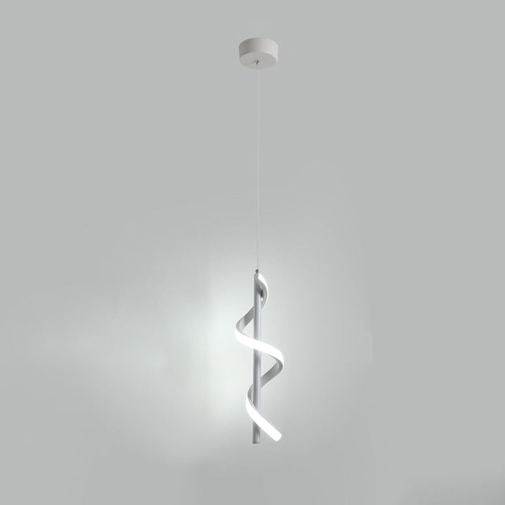 Lustre à LED en spirale en aluminium minimaliste moderne avec bande en silicone pour salon 