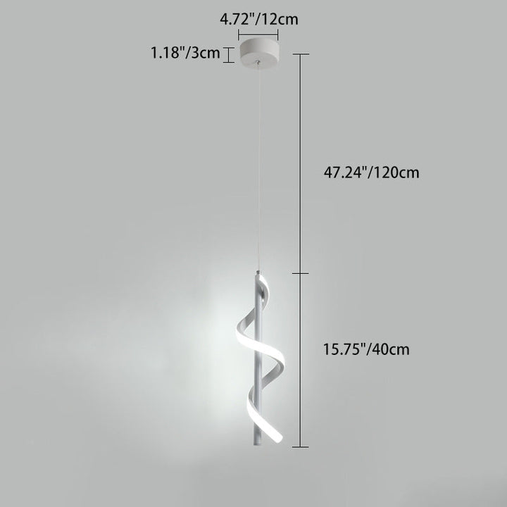 Lustre à LED en spirale en aluminium minimaliste moderne avec bande en silicone pour salon 
