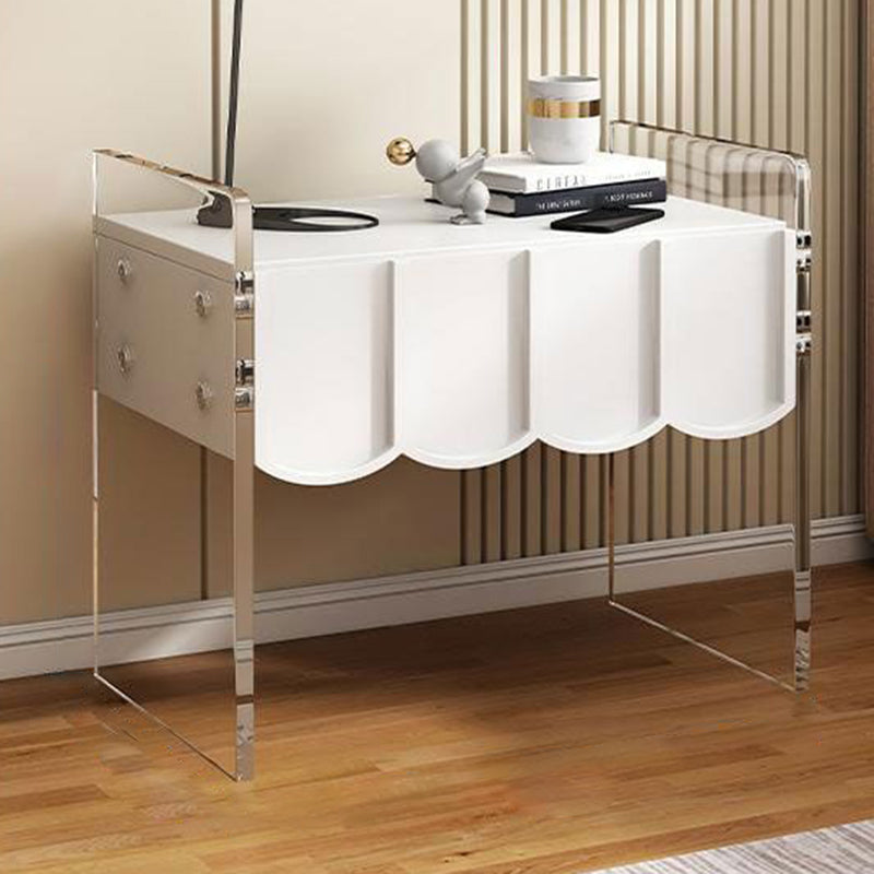 Table de chevet rectangulaire en acrylique et bois massif avec 1 tiroir pour chambre à coucher - Simplicité moderne 