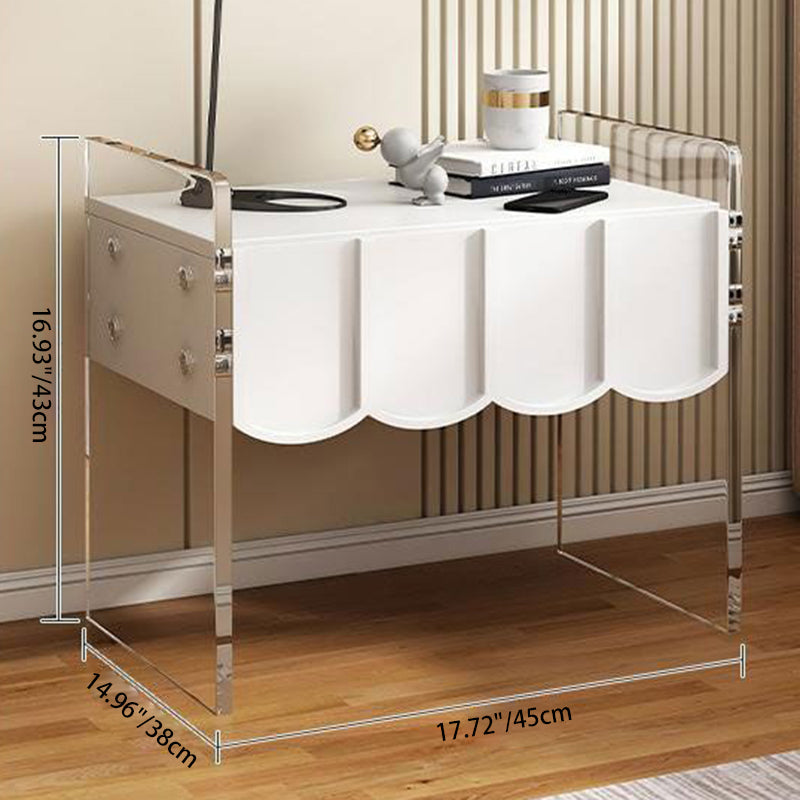 Table de chevet rectangulaire en acrylique et bois massif avec 1 tiroir pour chambre à coucher - Simplicité moderne 