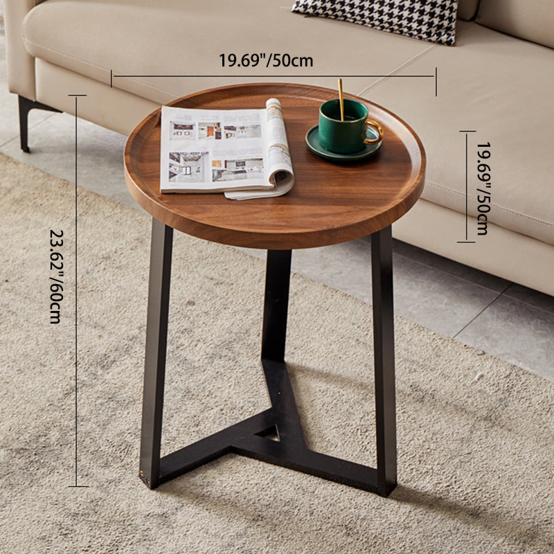 Contemporary Nordic Round Iron MDF Coffee Table 2-Tier For Living Room