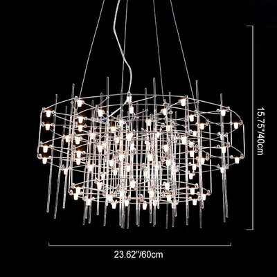 Modern Luxury Round Pole Stainless Steel LED Chandelier For Living Room