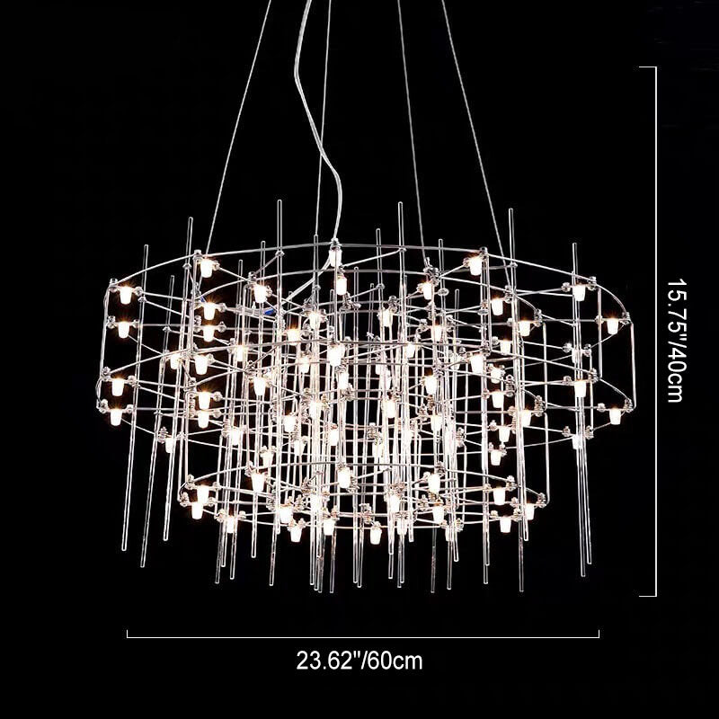 Modern Luxury Round Pole Stainless Steel LED Chandelier For Living Room