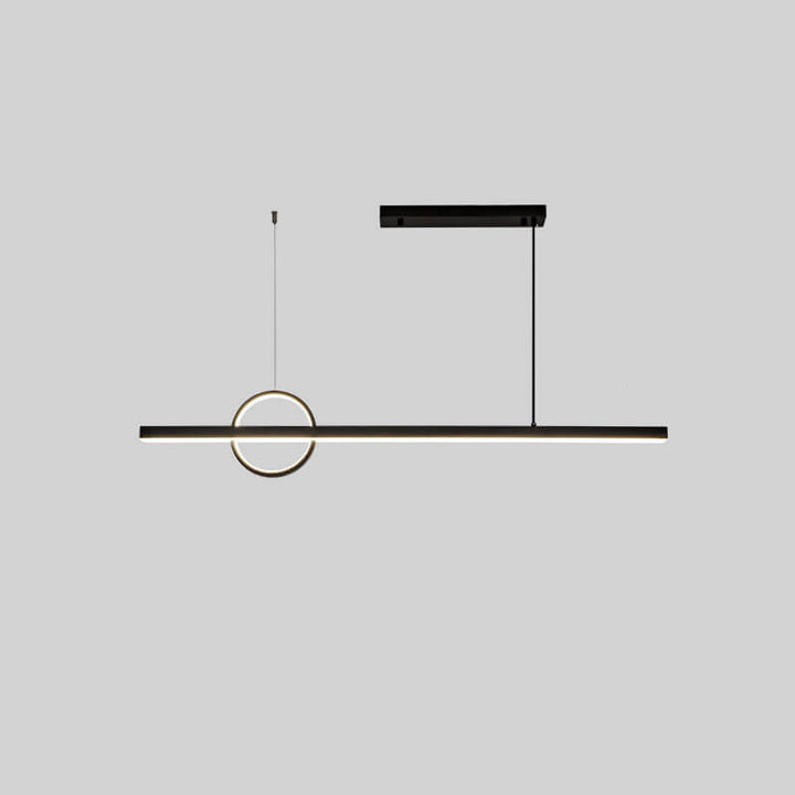 Lámpara colgante LED para isla de cocina de acrílico y cobre con diseño moderno minimalista de líneas y círculos para sala de estar 