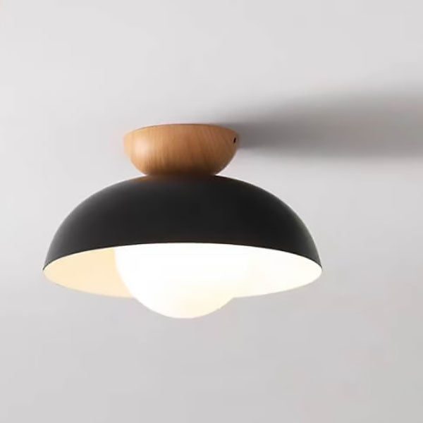 Modern Simple Wrought Iron Log Bowl-Shaped 1-Light Semi-Flush Mount Ceiling Light