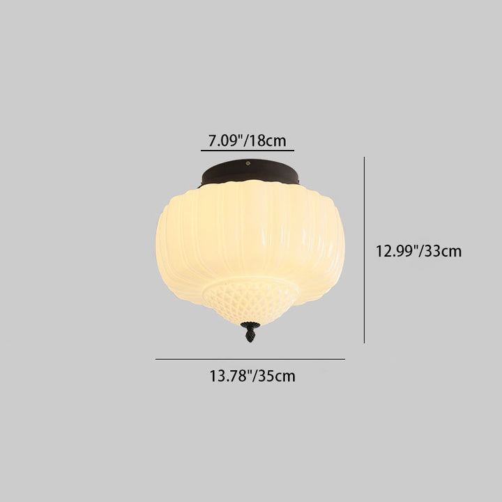 Moderne Art Deco Eisen Kürbis Glas Schirm 3-Licht Deckenleuchte für Wohnzimmer 