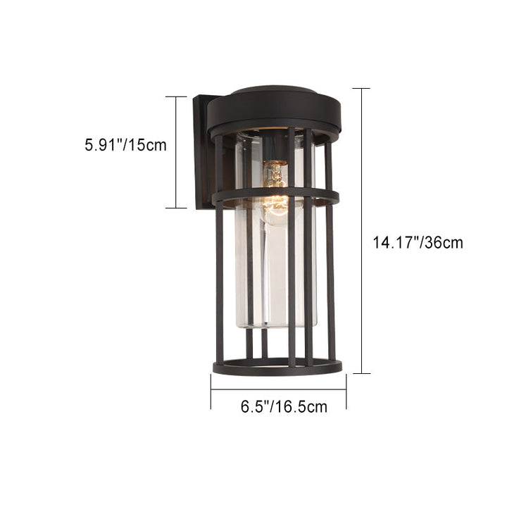 Cilindro de vidrio de aluminio de simplicidad contemporánea, lámpara de aplique de pared para exteriores de 1 luz para jardín 
