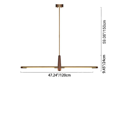 Lámpara de araña de isla de cocina LED contemporánea de cobre latón madera tira escandinava para comedor 