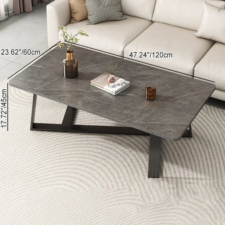 Modern Minimalist Rectangular MDF Iron Coffee Table For Living Room