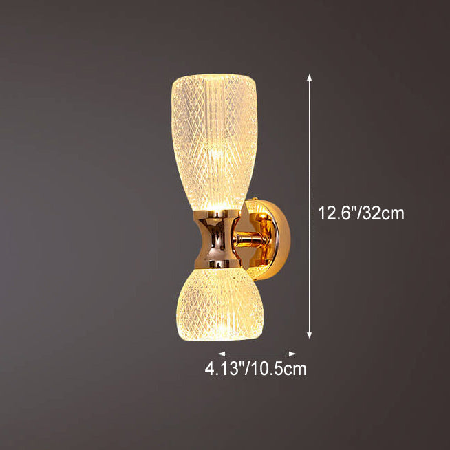 Modern Luxury Column Acrylic Hardware 2-Light Wall Sconce Lamp For Living Room