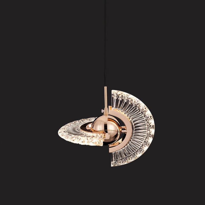 Lustre LED contemporain de luxe avec abat-jour en acrylique rotatif en forme de croix pour salon 